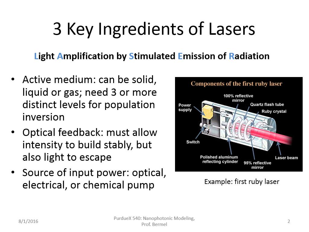 3 Key Ingredients of Lasers