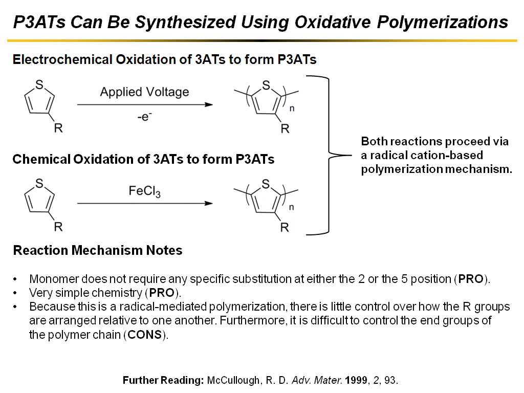 P3ATs Can Be Synthesized Using Oxidative Polymerizations