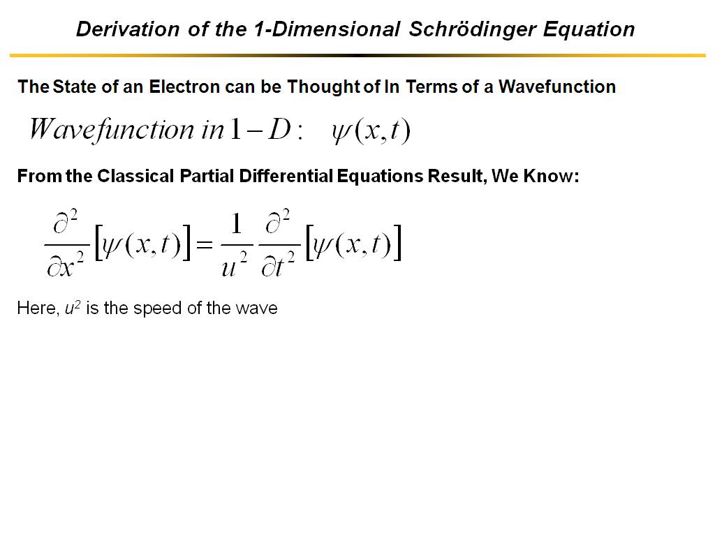 Derivation of the 1-Dimensional Schrödinger Equation