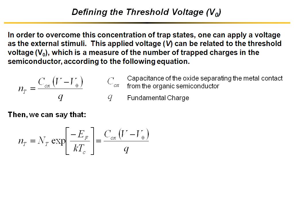 Defining the Threshold Voltage (V0)