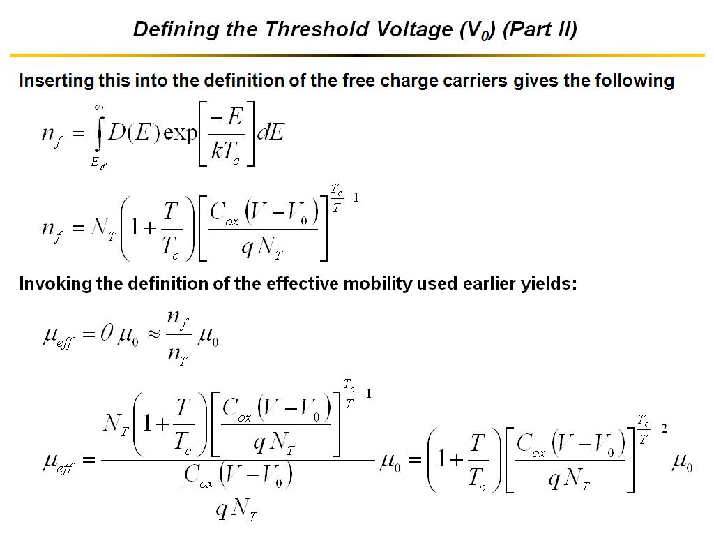 Defining the Threshold Voltage (V0) (Part II)