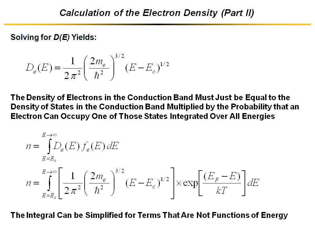 Calculation of the Electron Density (Part II)