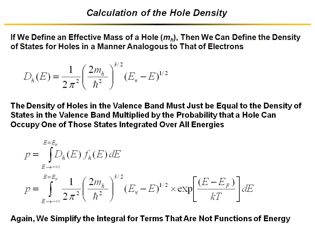 Calculation of the Hole Density