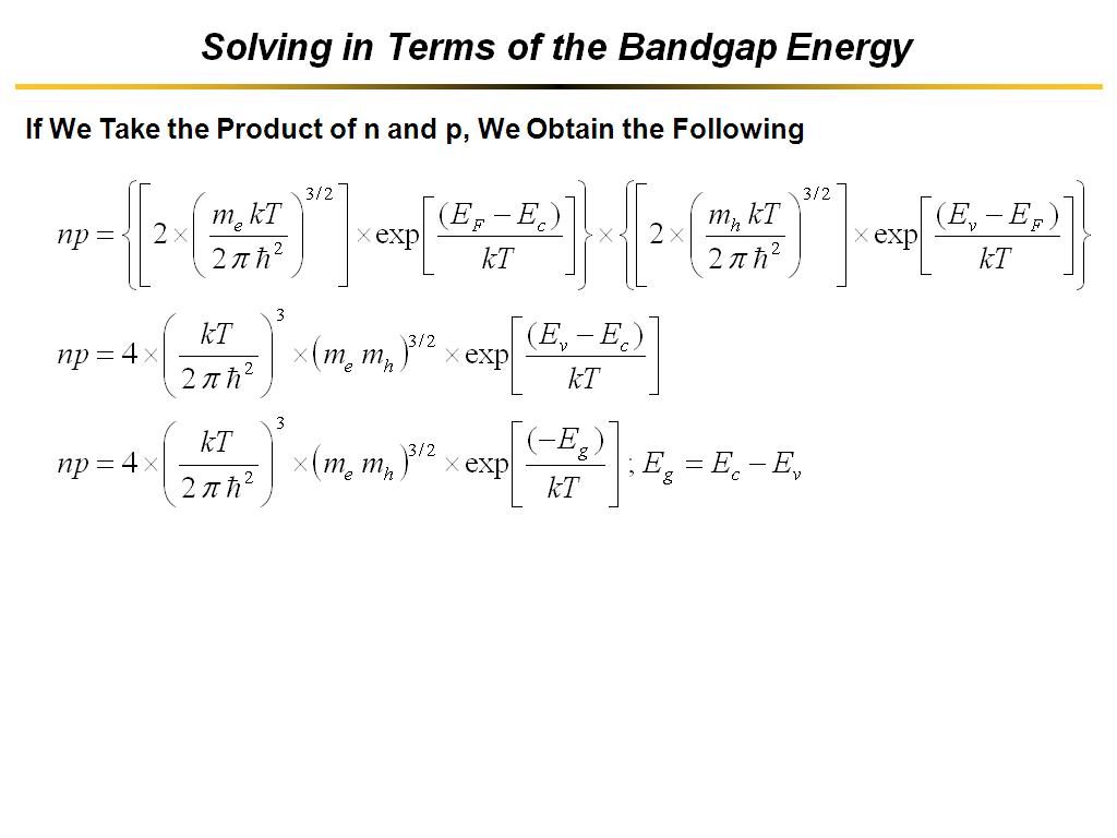 Solving in Terms of the Bandgap Energy