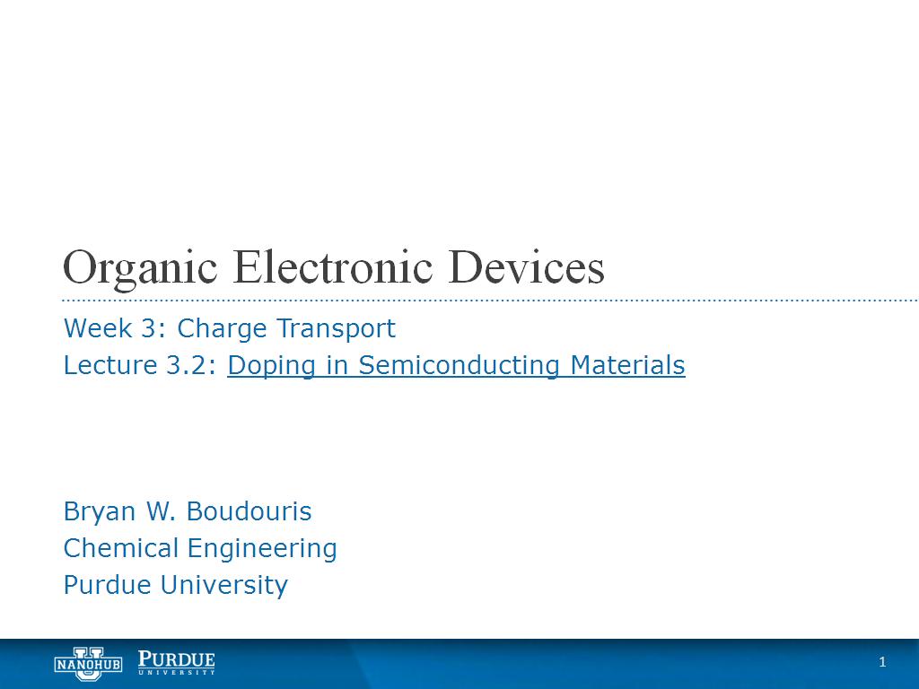 Lecture 3.2: Doping in Semiconducting Materials