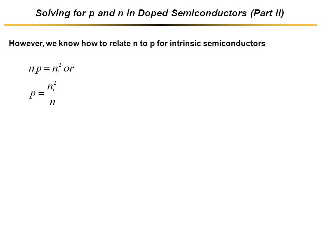 Solving for p and n in Doped Semiconductors (Part II)