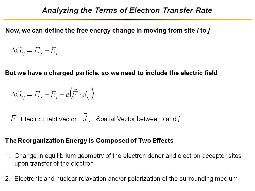 Analyzing the Terms of Electron Transfer Rate