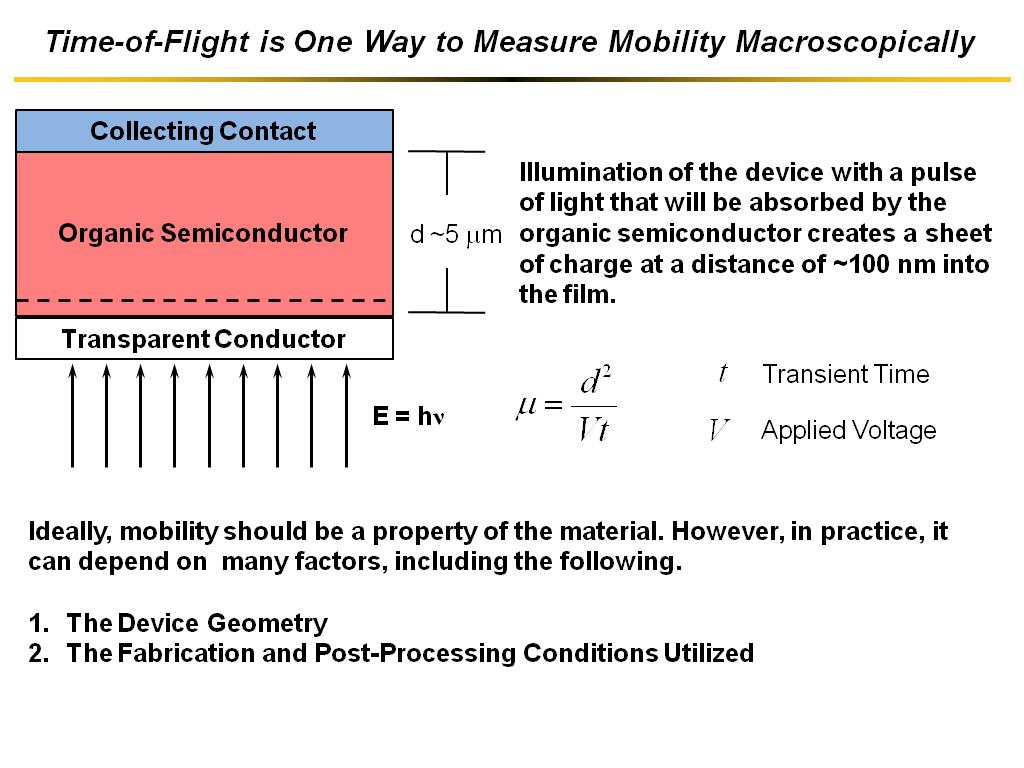 Time-of-Flight is One Way to Measure Mobility Macroscopically