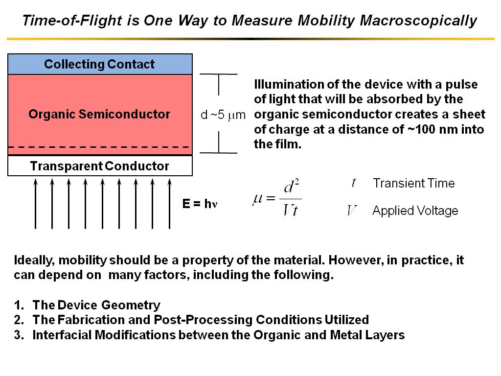 Time-of-Flight is One Way to Measure Mobility Macroscopically