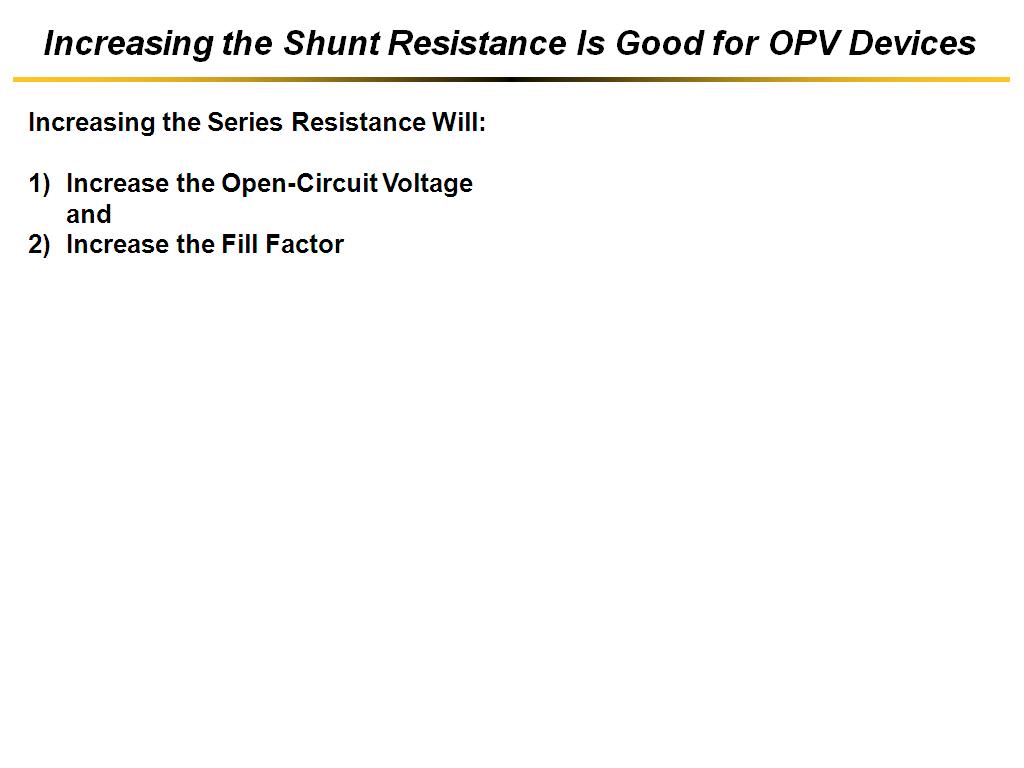 Increasing the Shunt Resistance Is Good for OPV Devices