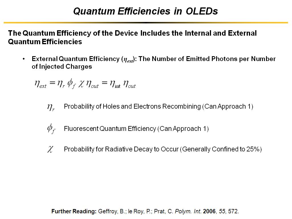 Quantum Efficiencies in OLEDs