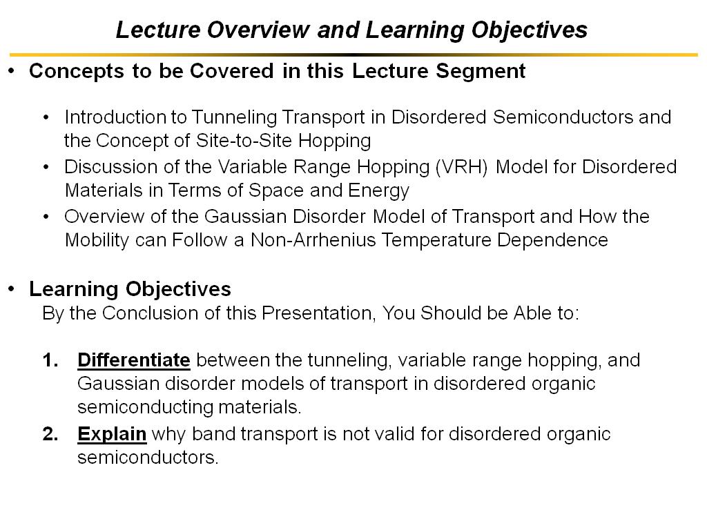 Lecture Overview and Learning Objectives