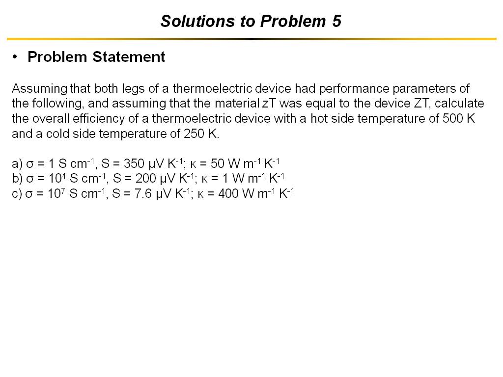 Solutions to Problem 5