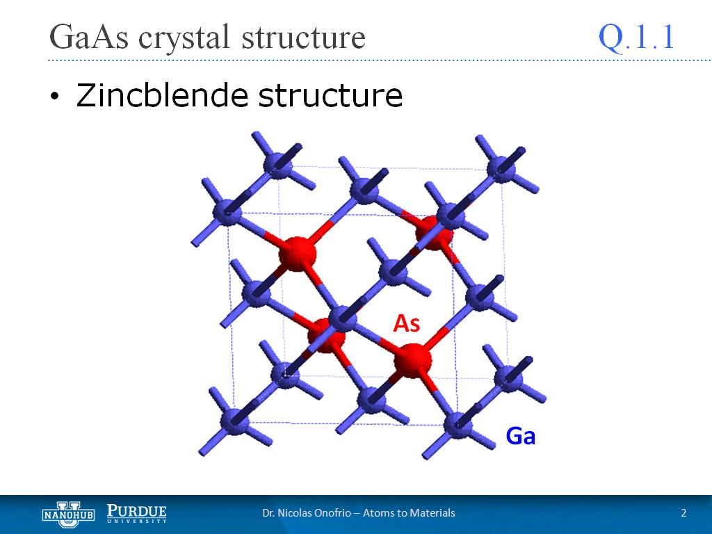 Q1.1 GaAs crystal structure
