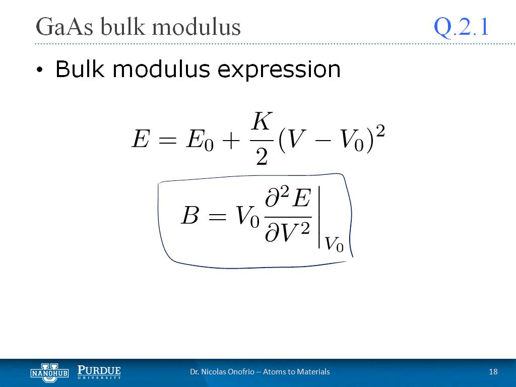 Q2.1 GaAs bulk modulus