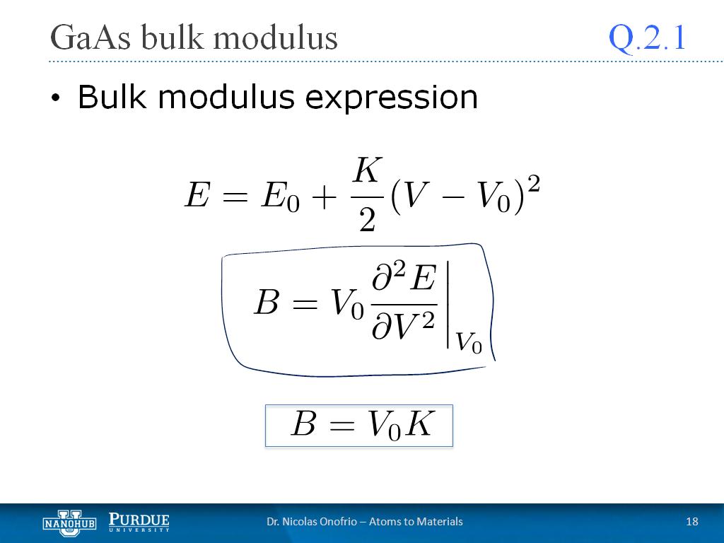 Q2.1 GaAs bulk modulus
