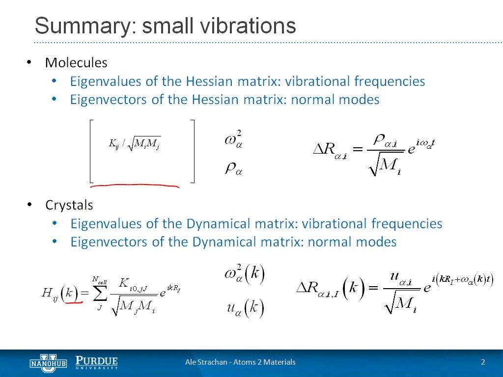 Summary: small vibrations