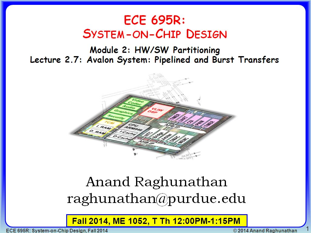 Lecture 2.7: Avalon System: Pipelined and Burst Transfers