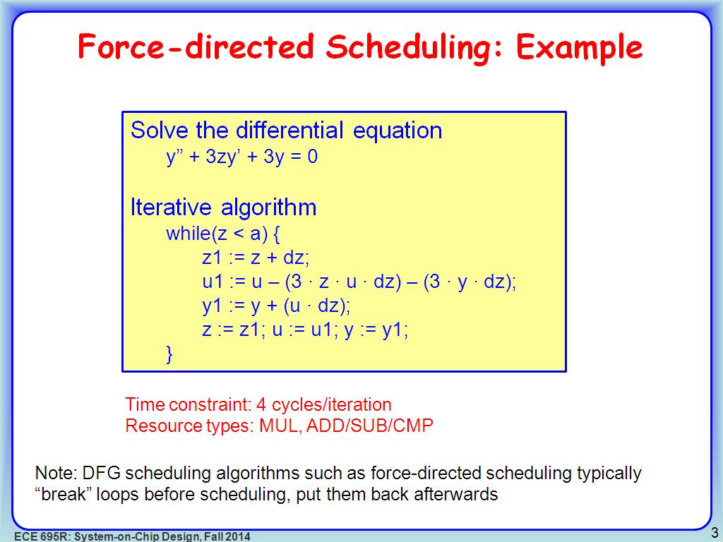 Force-directed Scheduling: Example