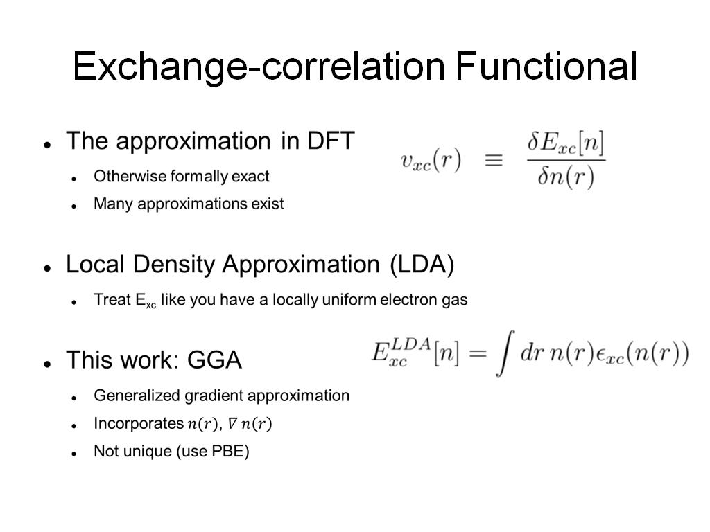 Exchange-correlation Functional