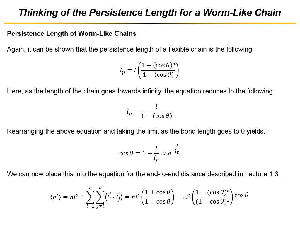 Thinking of the Persistence Length for a Worm-Like Chain