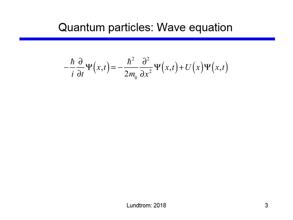 Quantum particles: Wave equation