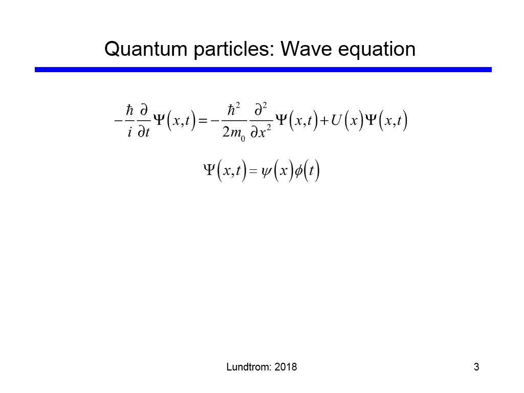 Quantum particles: Wave equation