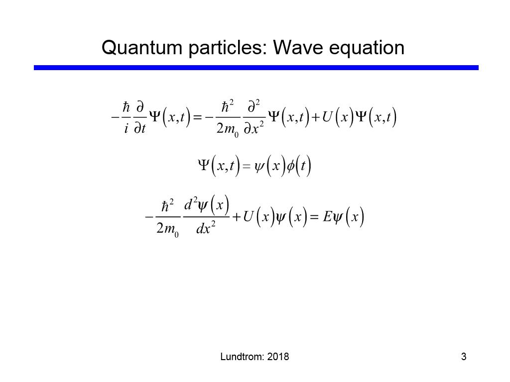 Quantum particles: Wave equation