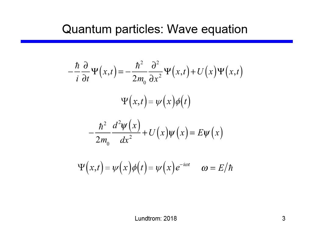 Quantum particles: Wave equation