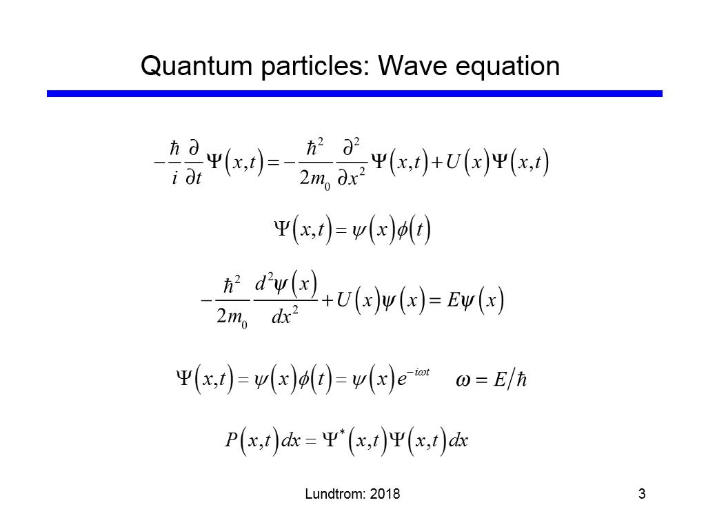 Quantum particles: Wave equation