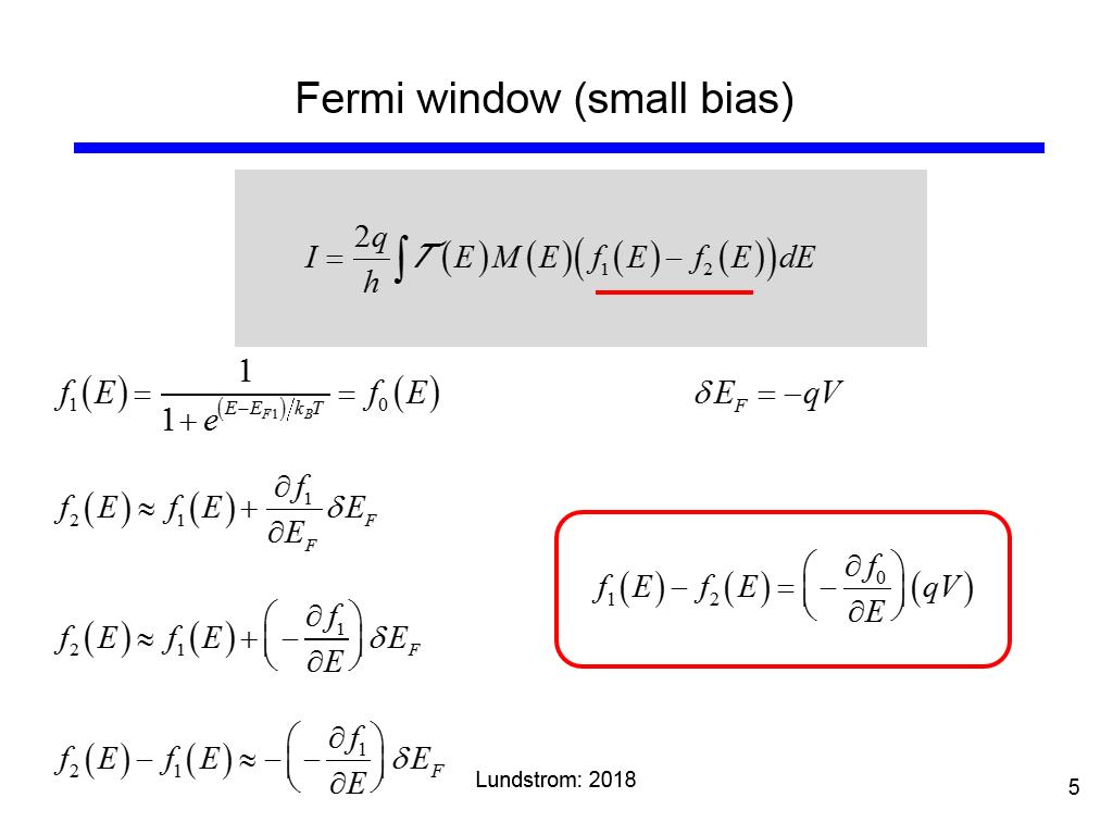 Fermi window (small bias)