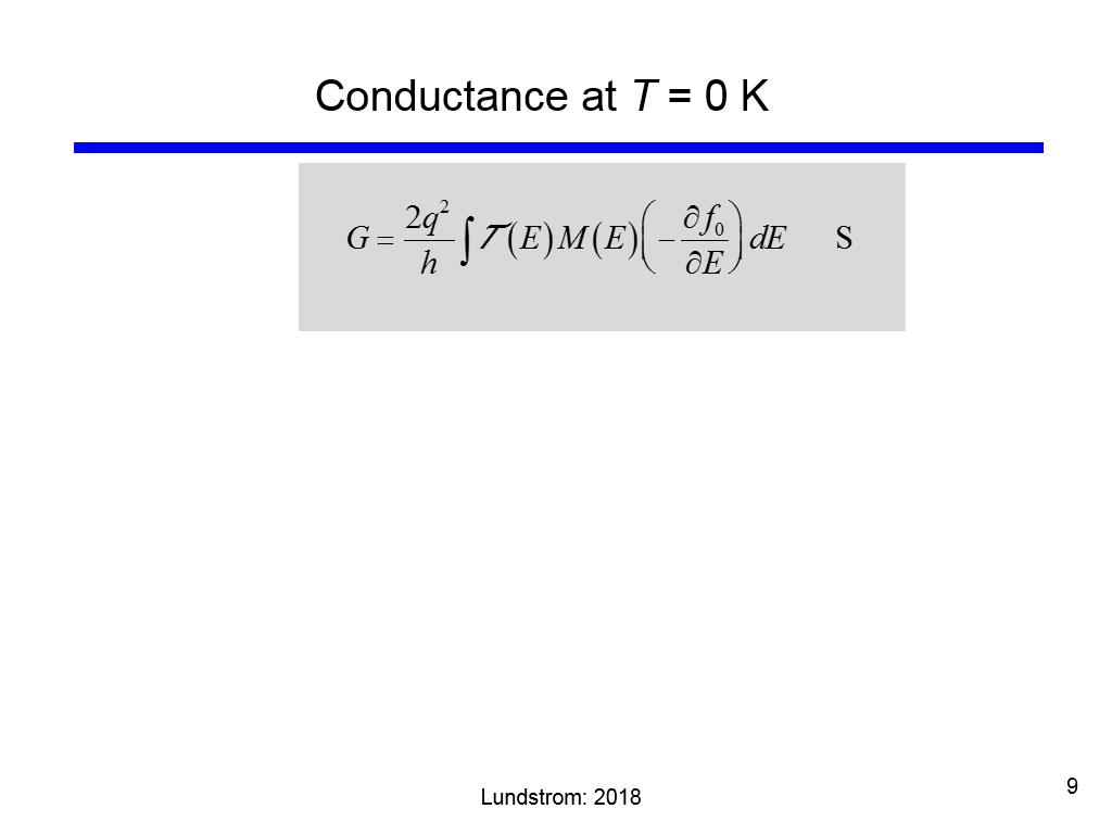 Conductance at T = 0 K