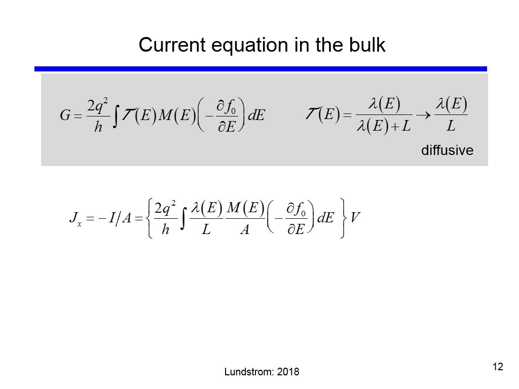 Current equation in the bulk