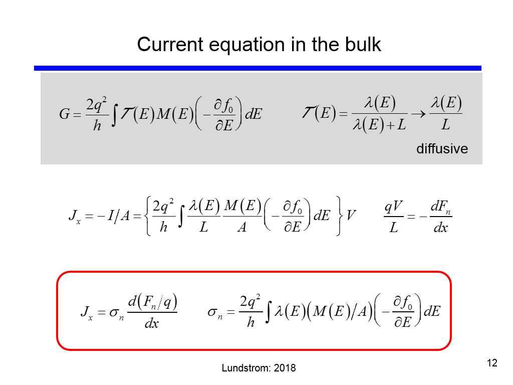 Current equation in the bulk