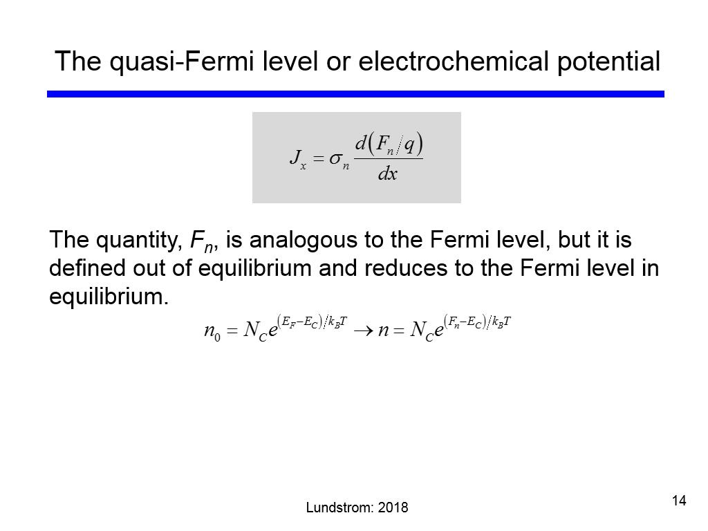 The quasi-Fermi level or electrochemical potential