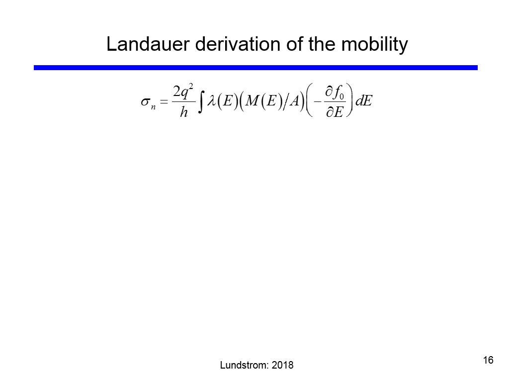 Landauer derivation of the mobility