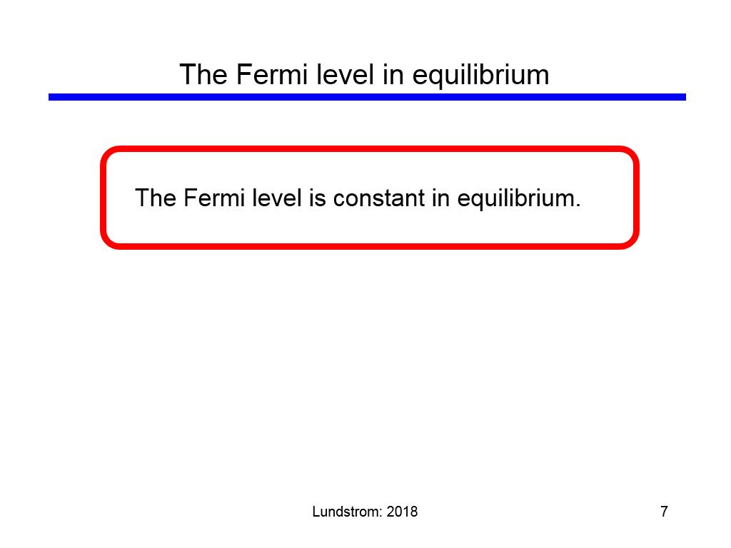 The Fermi level in equilibrium