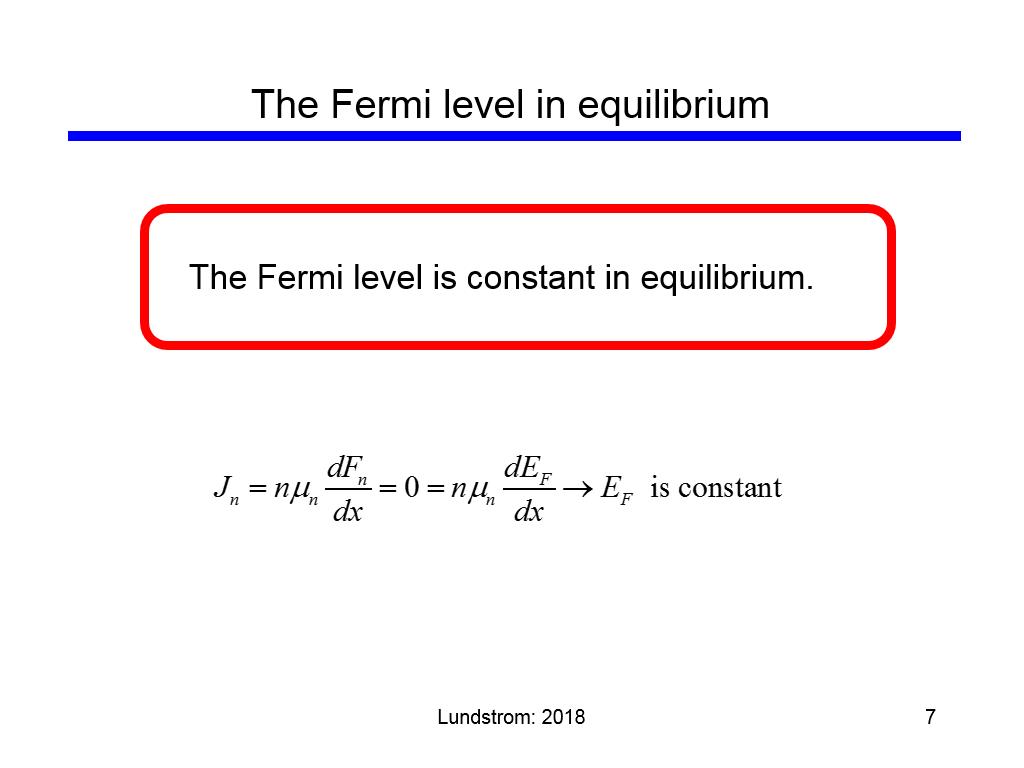 The Fermi level in equilibrium