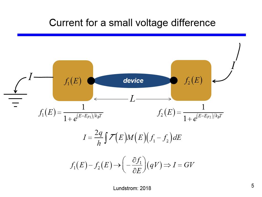 Current for a small voltage difference