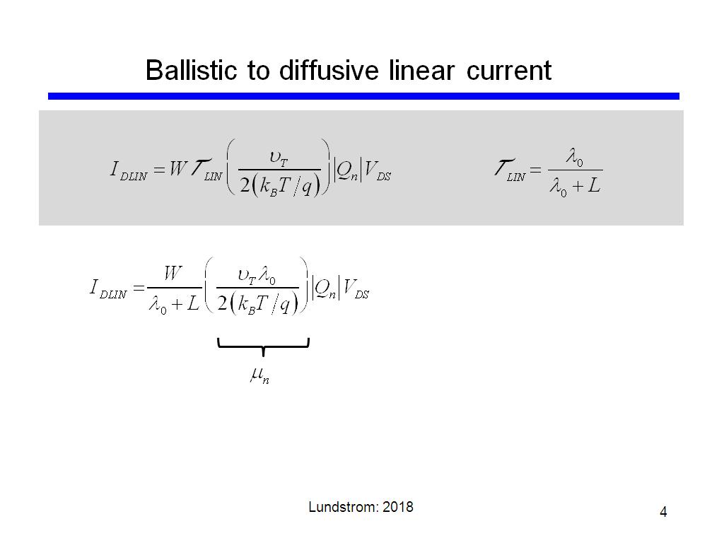 Ballistic to diffusive linear current