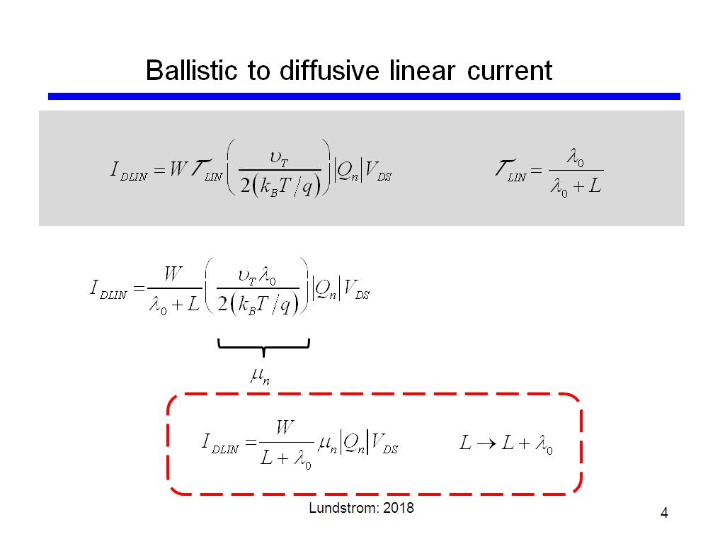 Ballistic to diffusive linear current