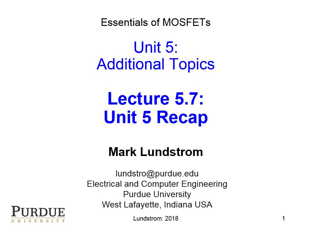 Lecture 5.7: Unit 5 Recap