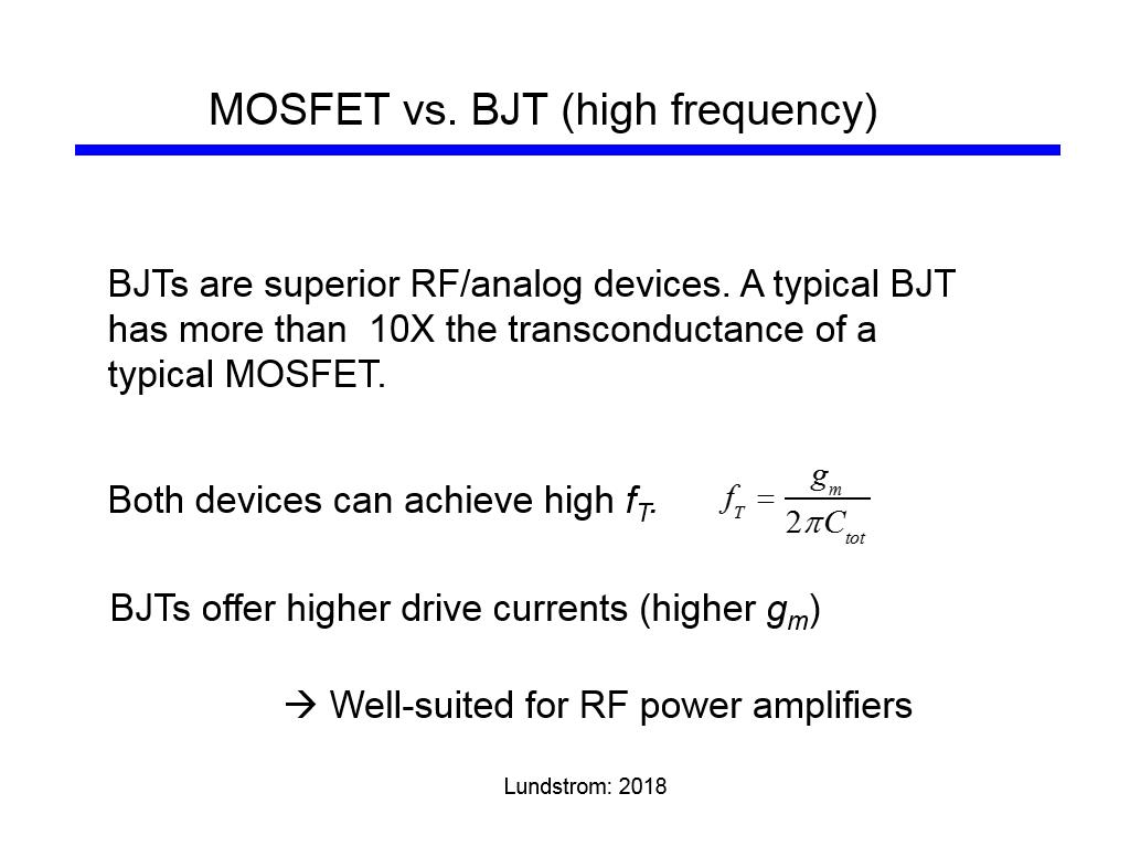 MOSFET vs. BJT (high frequency)