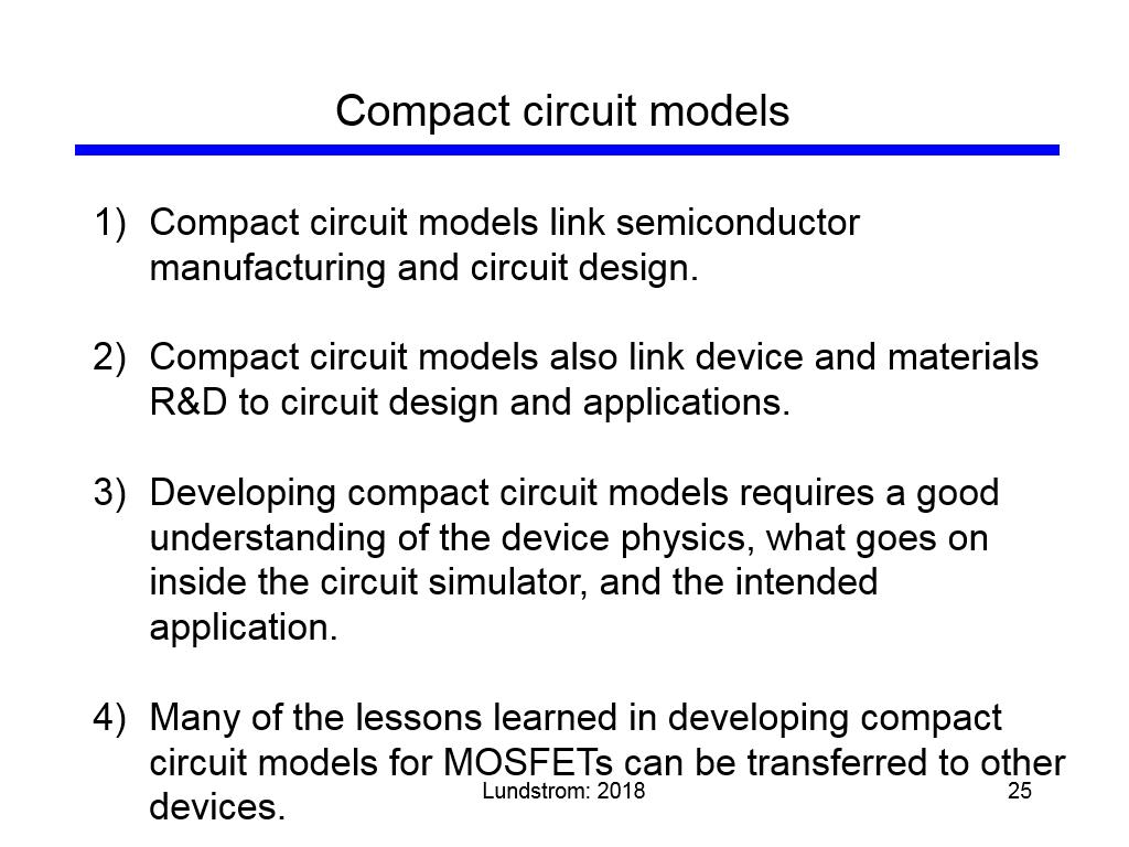 Compact circuit models