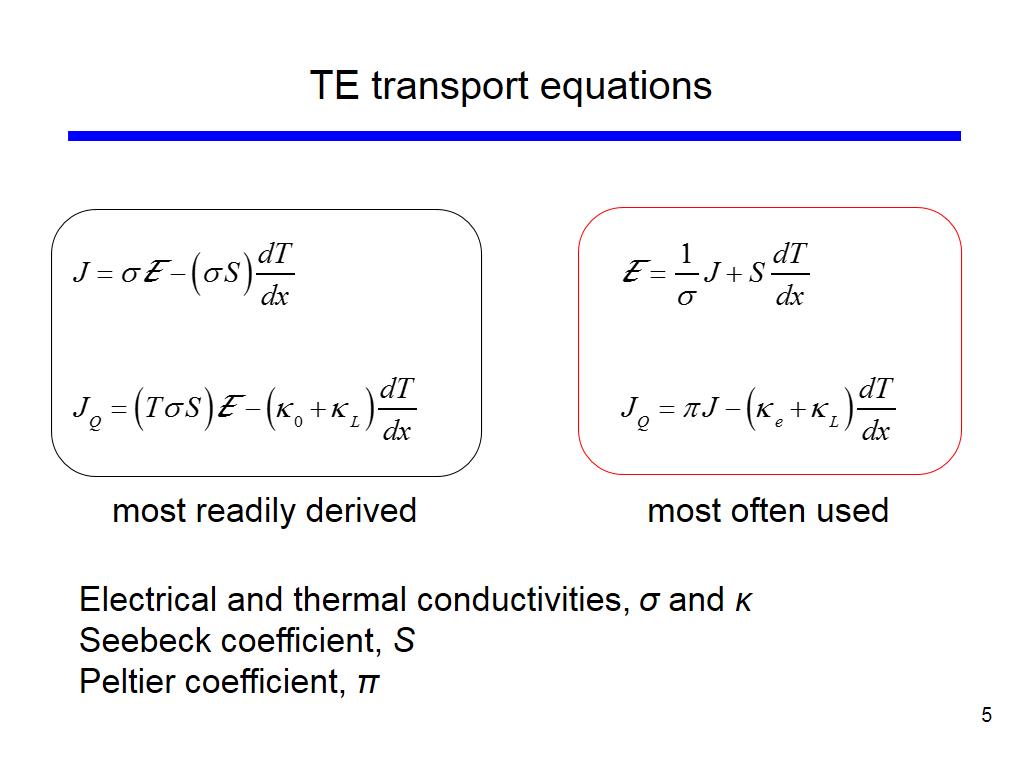 TE transport equations