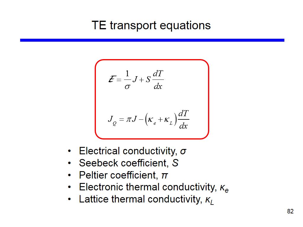 TE transport equations