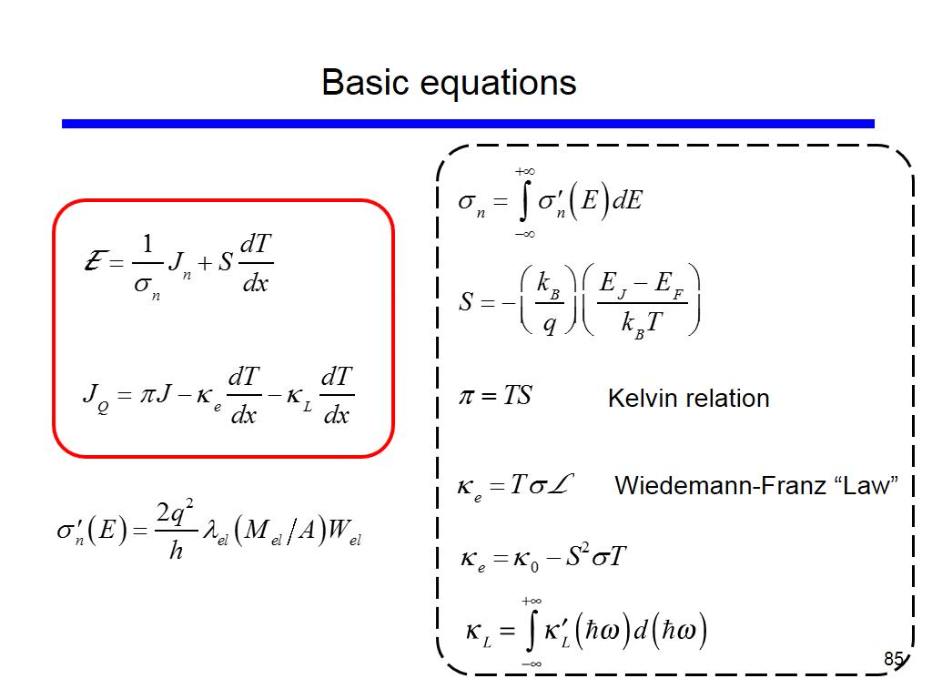 Basic equations