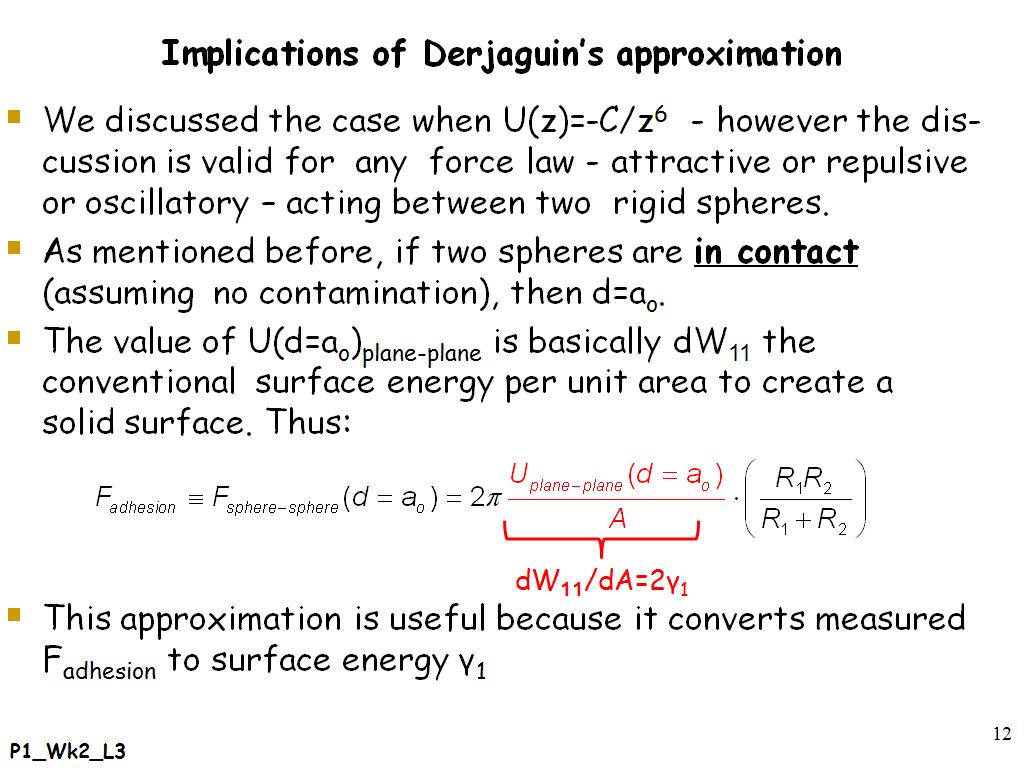 Implications of Derjaguin’s approximation