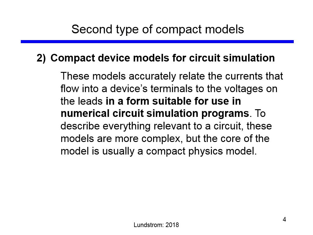 Second type of compact models