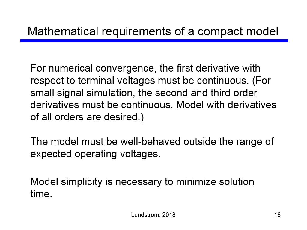 Mathematical requirements of a compact model